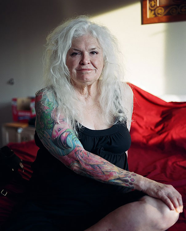 elder woman with tattoo